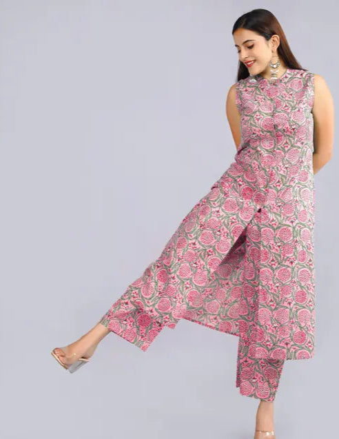 Cotton new pink Kurta set