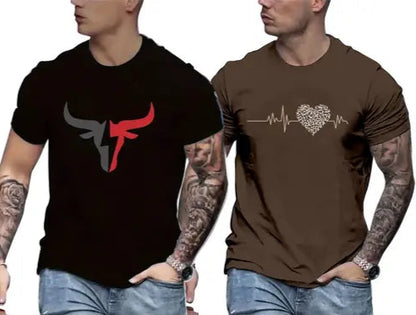 KEESOR Men Tshirt(Pack of 2)|Men Printed Round neck Tshirt|Men Graphic print Tshirt