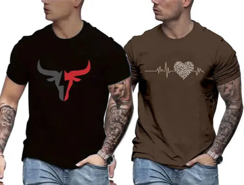 KEESOR Men Tshirt(Pack of 2)|Men Printed Round neck Tshirt|Men Graphic print Tshirt
